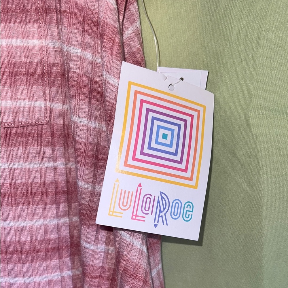NWT LuLaRoe Pink Carly stripped short Sleeve dress - Picture 3 of 10